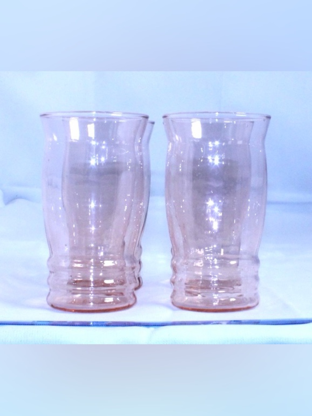 Antique Pink Depression MacBeth-Evans Glass Co. Rib Optic Juice Glass Set of 4
